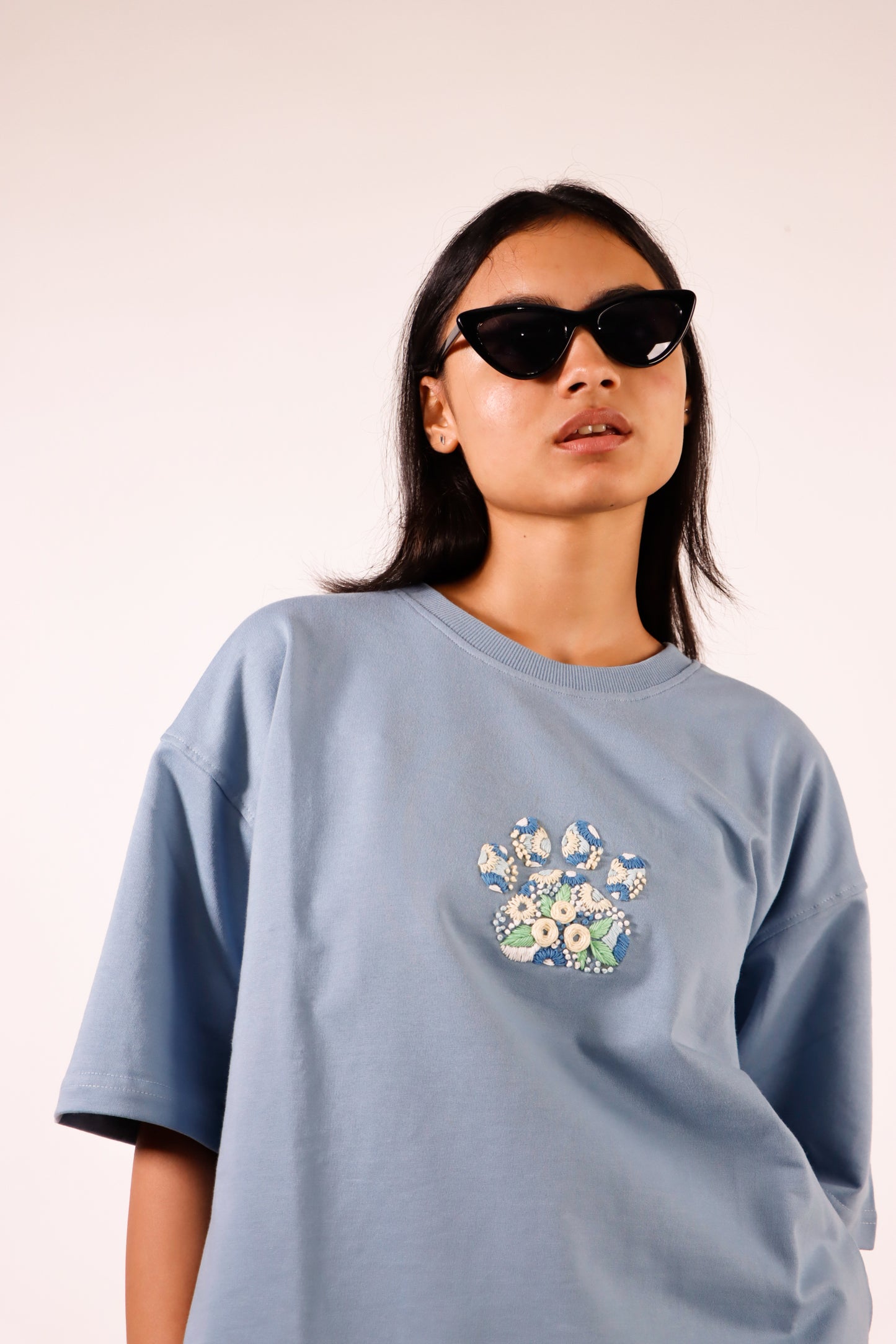 Paw Hand-Embroidered Oversized T-shirt