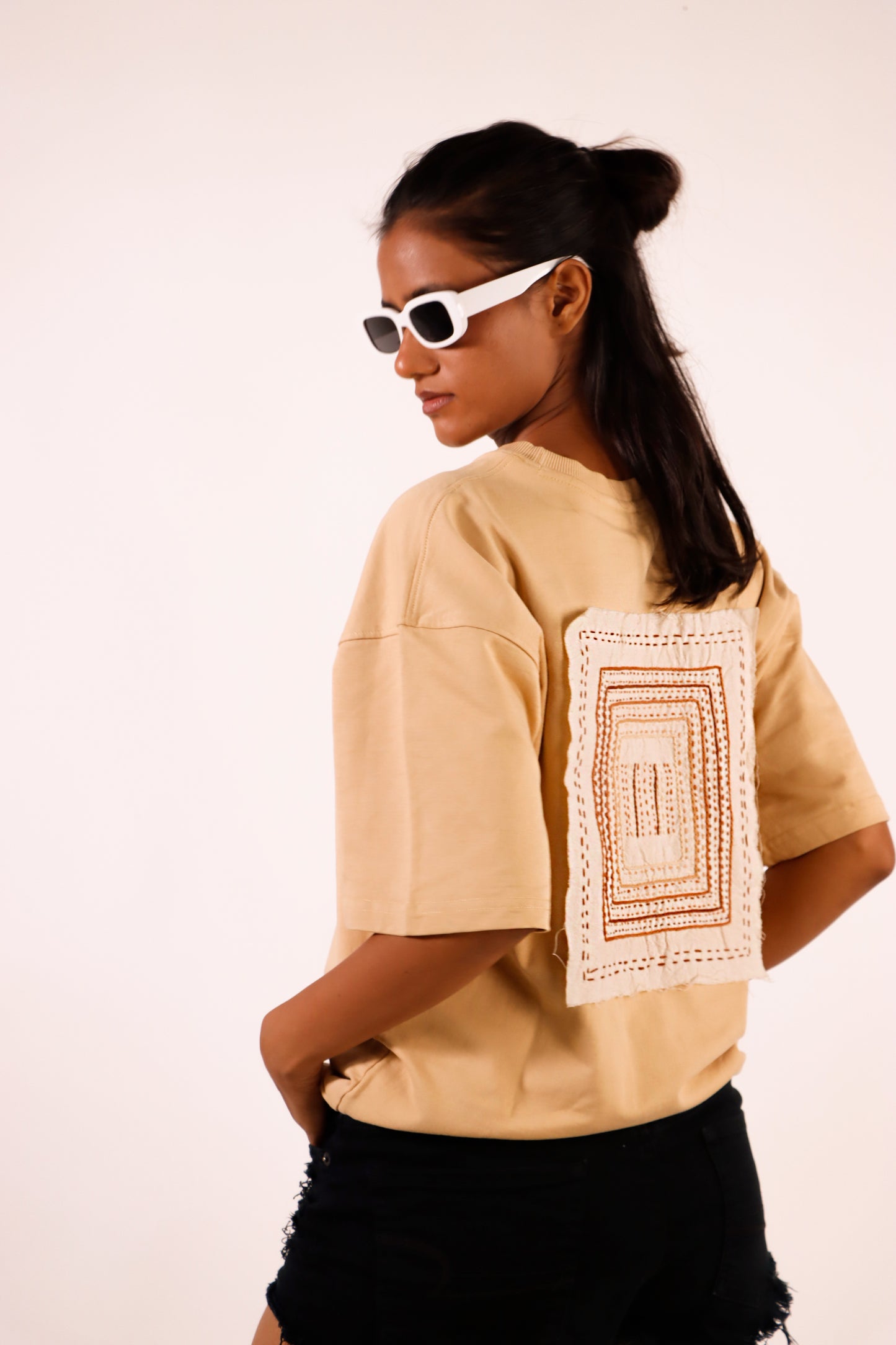 Patch-work Hand-Embroidered Oversized T-shirt