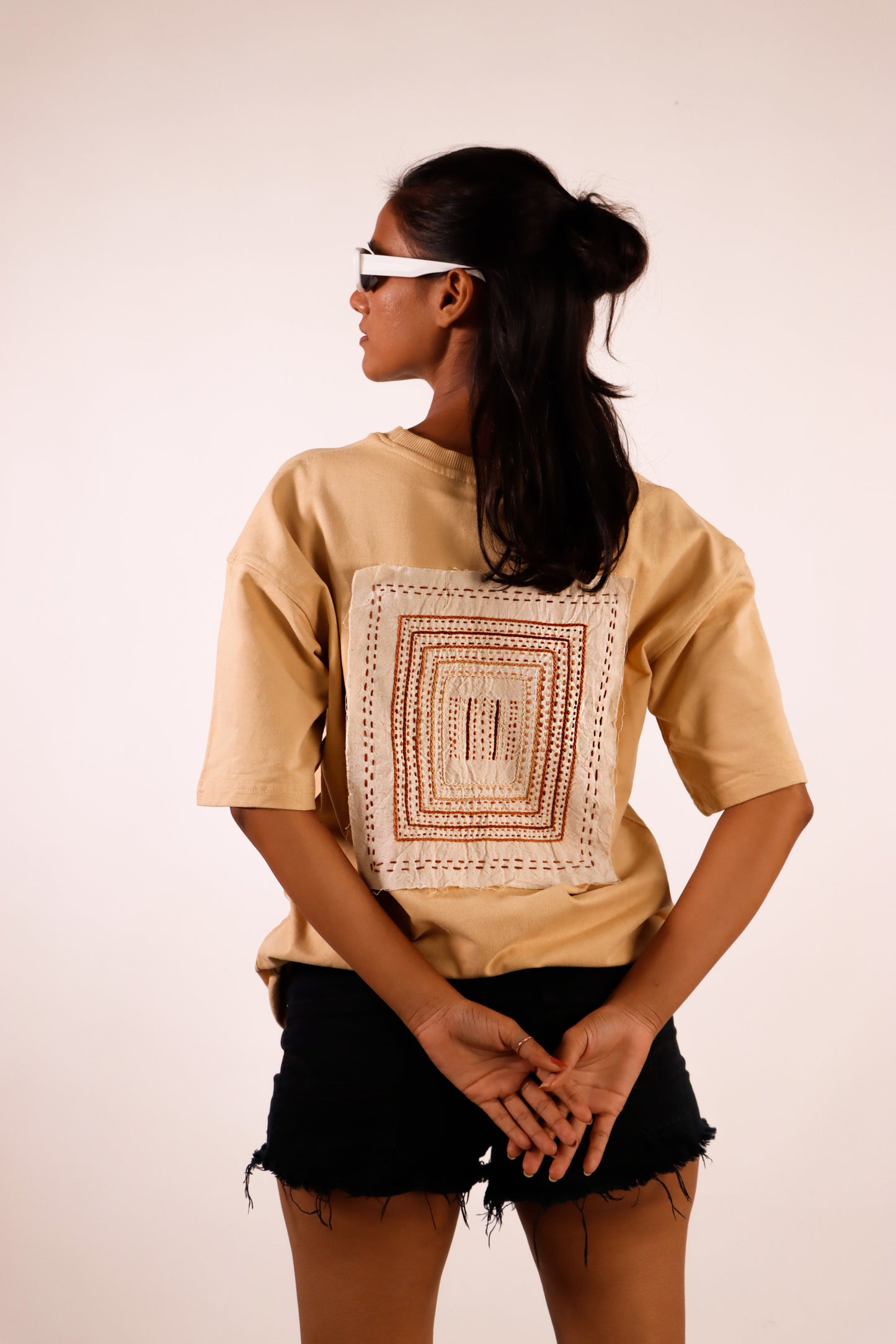 Patch-work Hand-Embroidered Oversized T-shirt