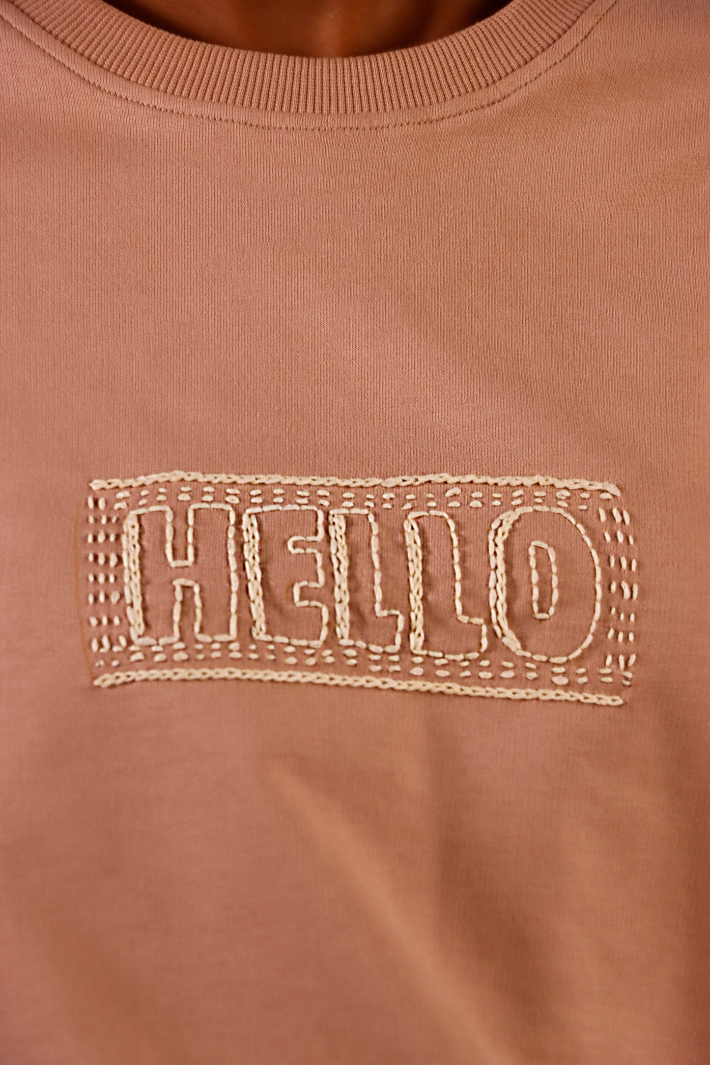 Warm Welcome Hand-Embroidered Oversized T-shirt